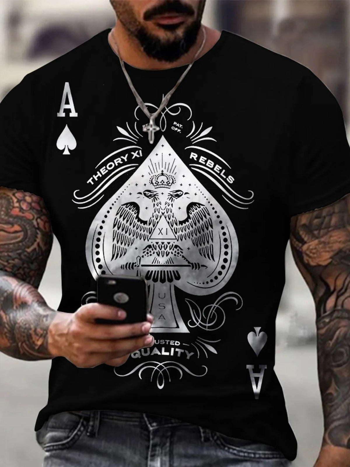 Men's Plus Size Ace of Spades T-Shirt – S–5XL