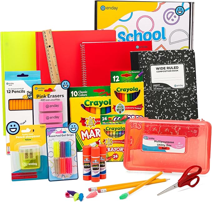 Enday K–5 School Supplies Kit, 83 Pieces
