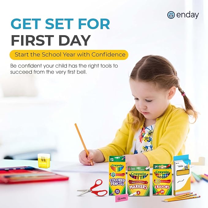 Enday K–5 School Supplies Kit, 83 Pieces