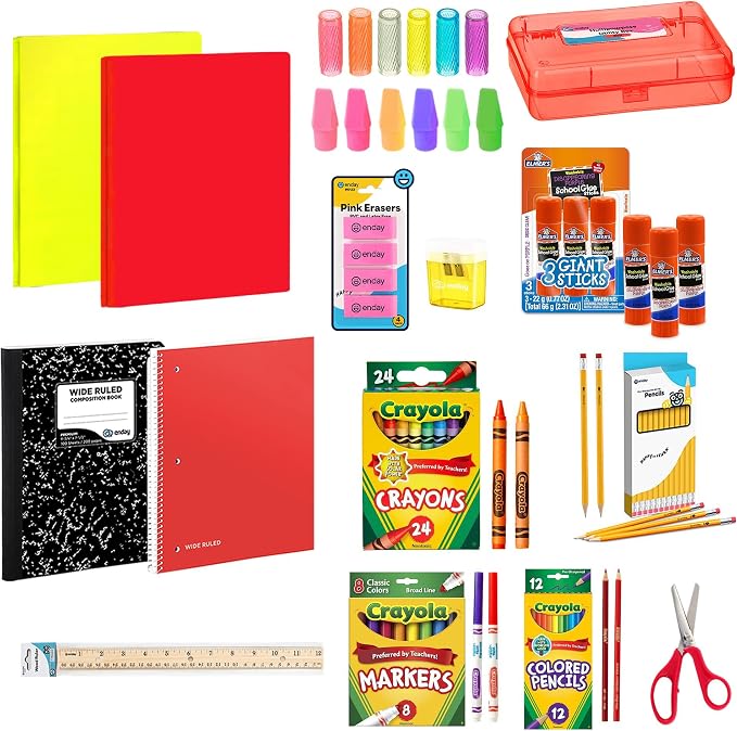 Enday K–5 School Supplies Kit, 83 Pieces