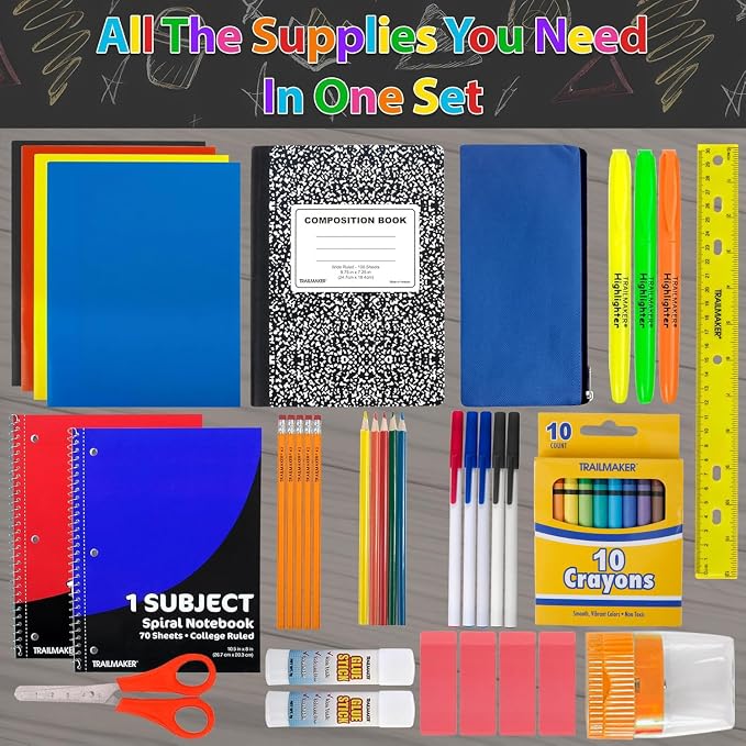 Trail Maker K–12 School Supplies Kit, 45 Pieces