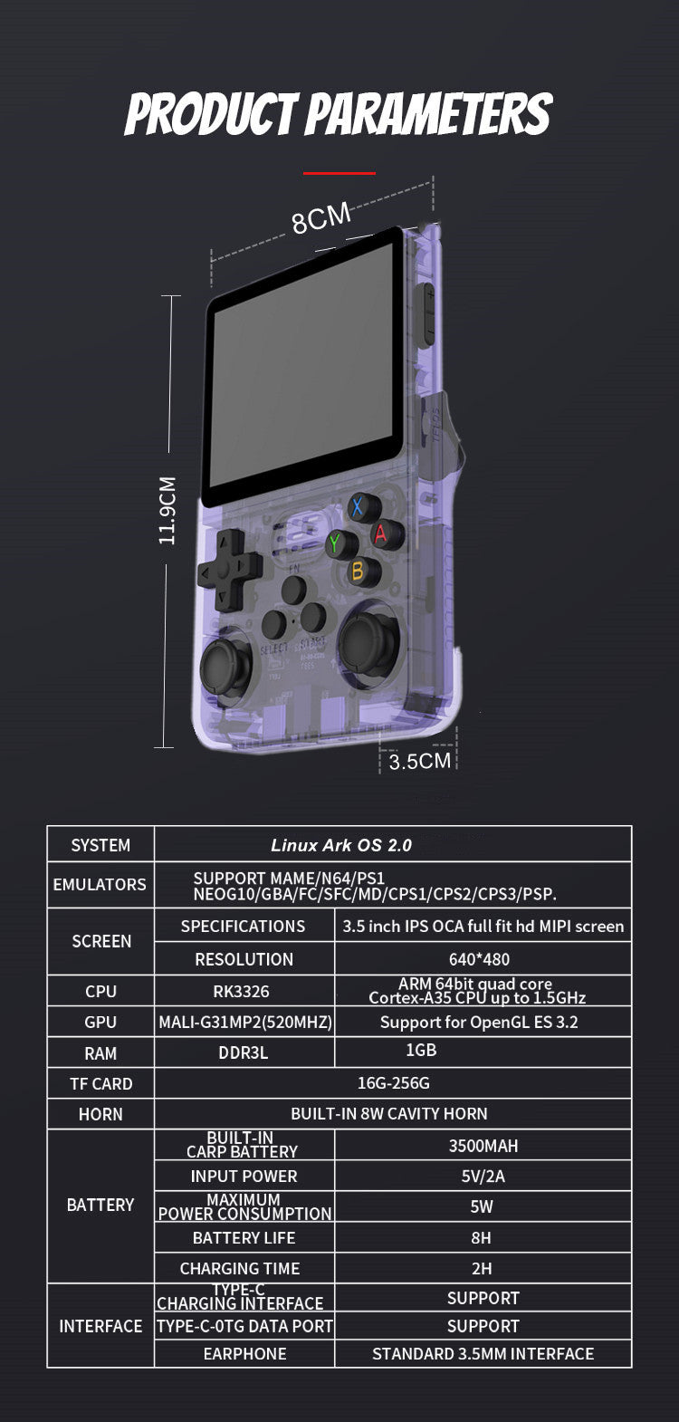 R36S Retro Handheld Console — 3.5-Inch Screen