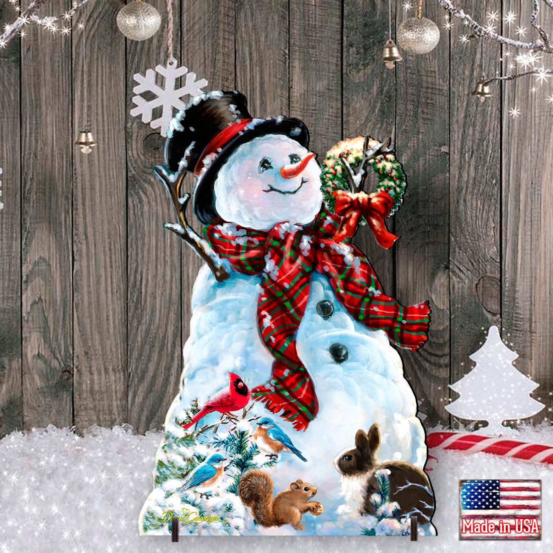 An Old-Fashioned Christmas Outdoor Yard Sign by D Gelsinger Featuring Santa and Snowman Decor