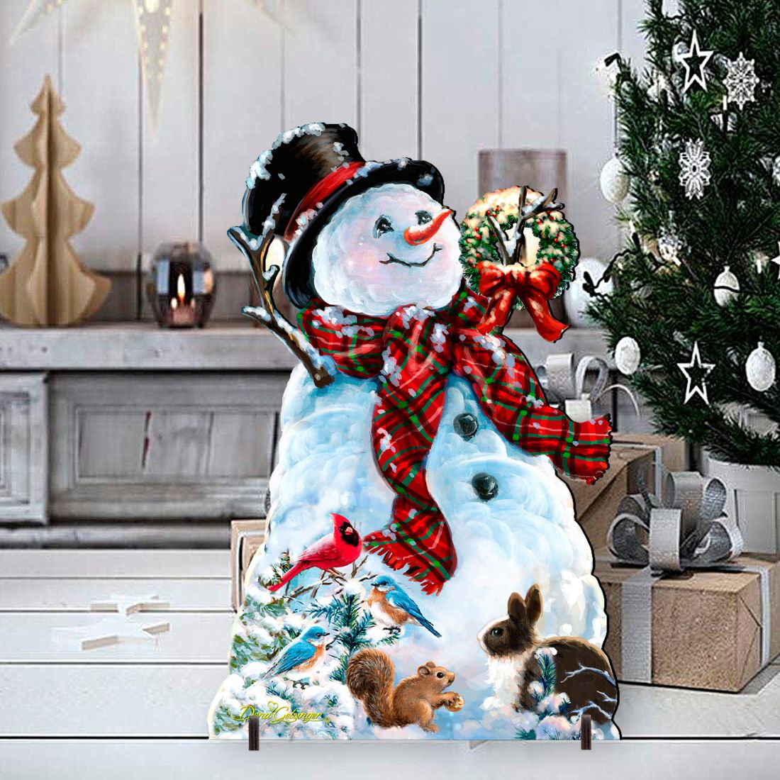 An Old-Fashioned Christmas Outdoor Yard Sign by D Gelsinger Featuring Santa and Snowman Decor