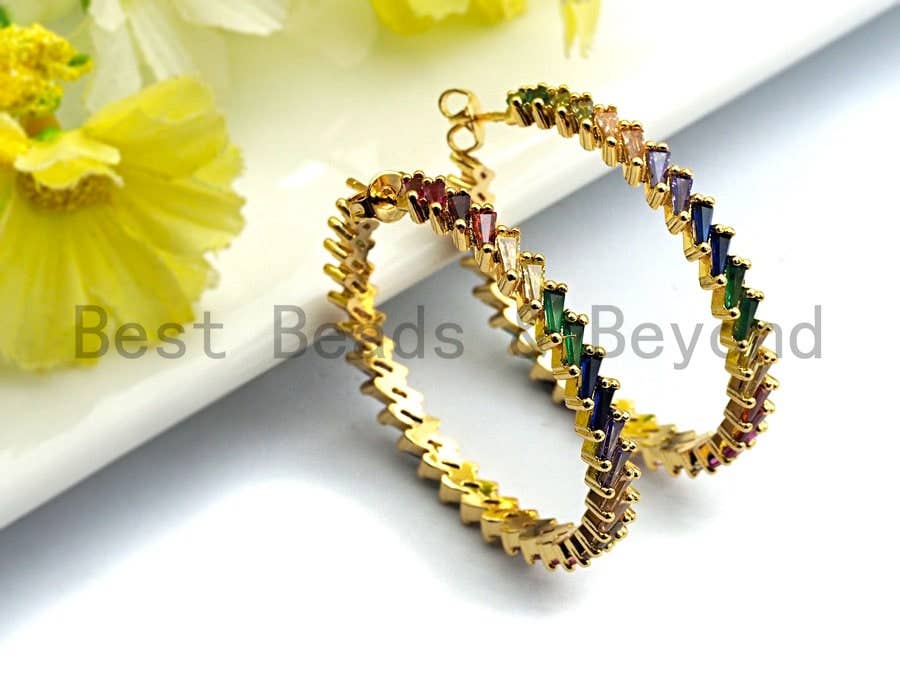 Rainbow Cubic Zirconia Pavé Hoop Earrings