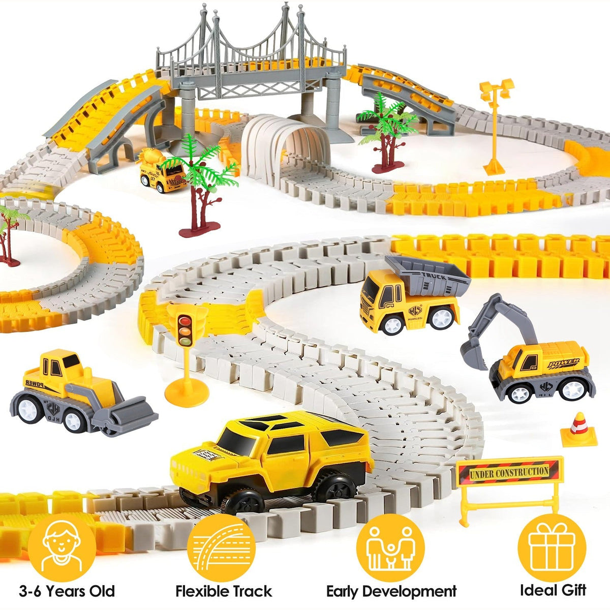 340-Piece Construction Vehicle Race Track Set