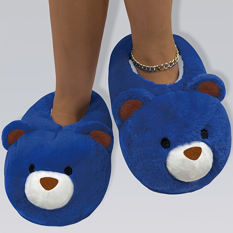 Polar Bear Plush Slippers — Blue & Purple Tie-Dye