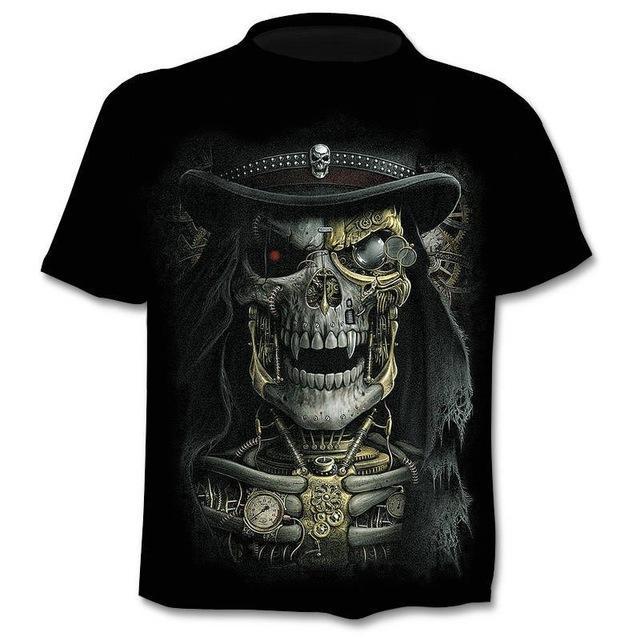 Men's Gothic Skull Punk Graphic T-Shirt