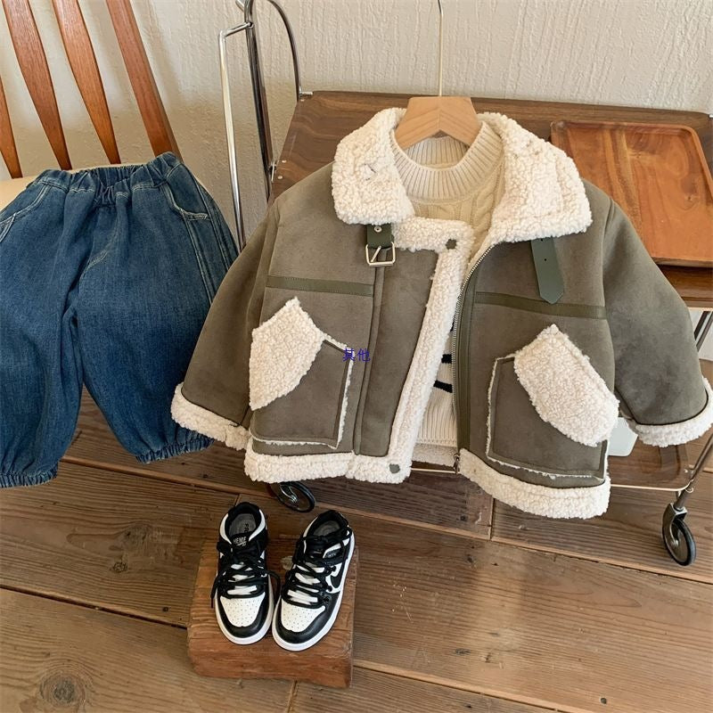 Girls’ Fleece-Lined Lambswool Coat