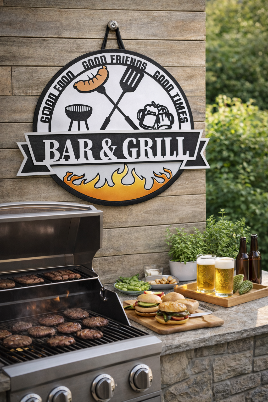 Bar & Grill Sign for Outdoor Patio Kitchens