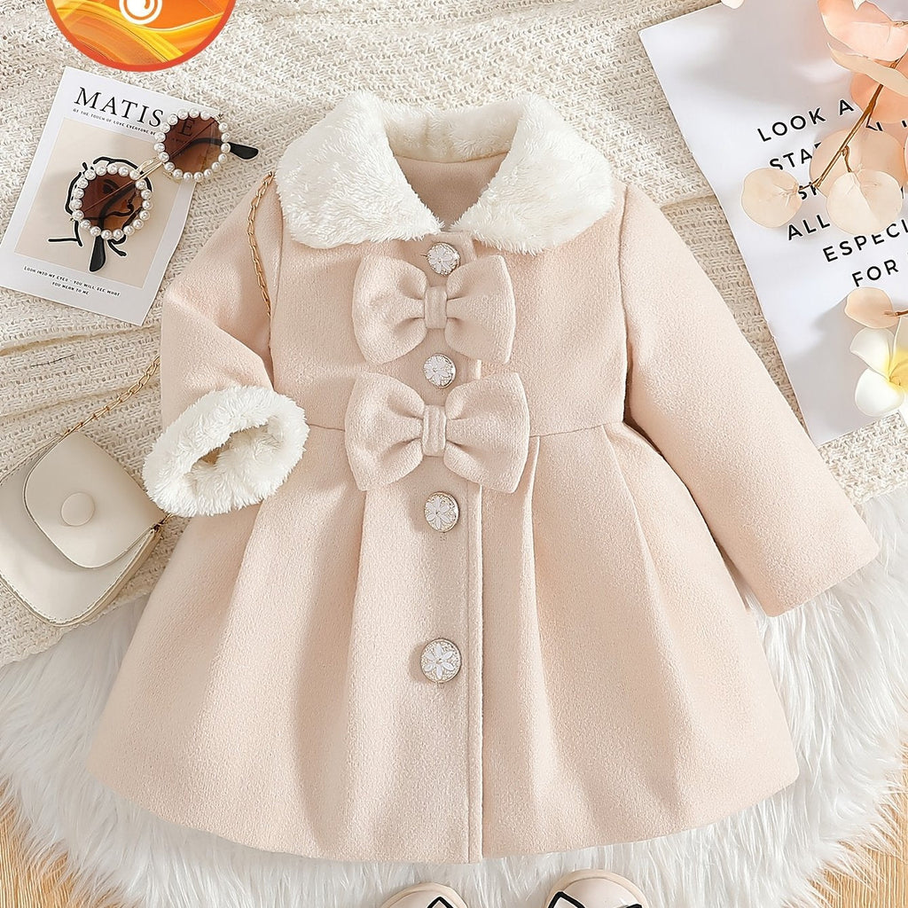 Baby Girls’ Fleece Turtleneck Jacket with Bow