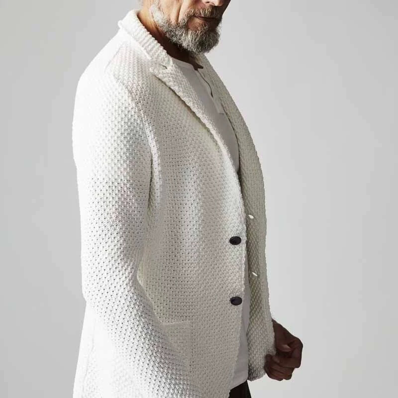 Men's Lapel-Collar Knit Cardigan Jacket