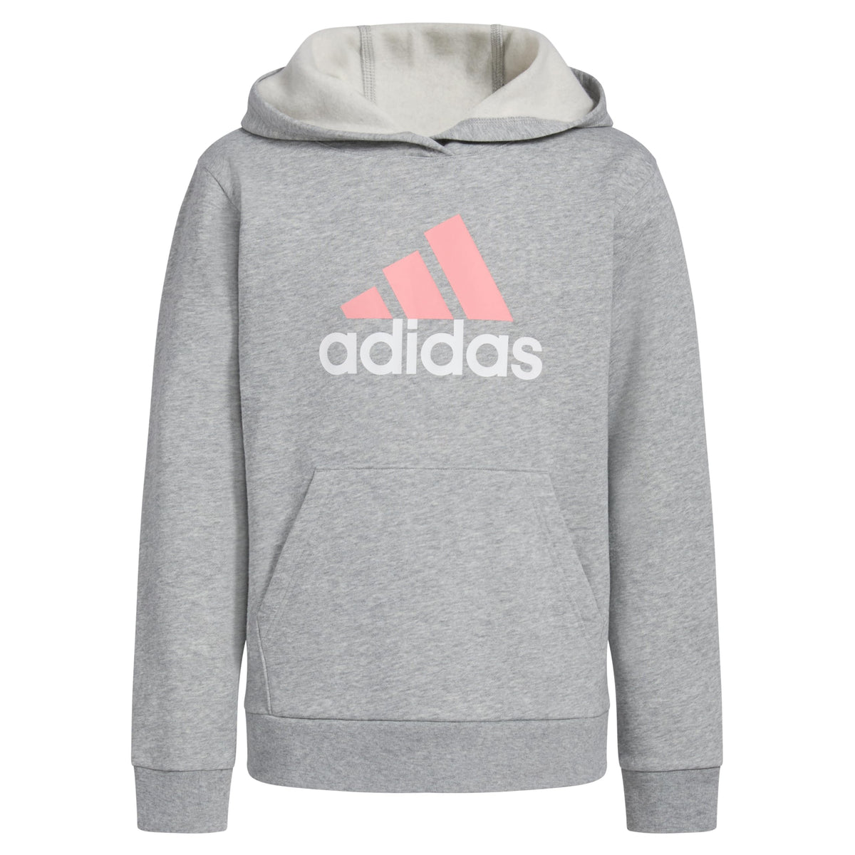 adidas Girls' Gray Graphic Fleece Hoodie – Small