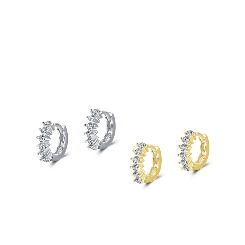 925 Sterling Silver Crystal Hoop Earrings