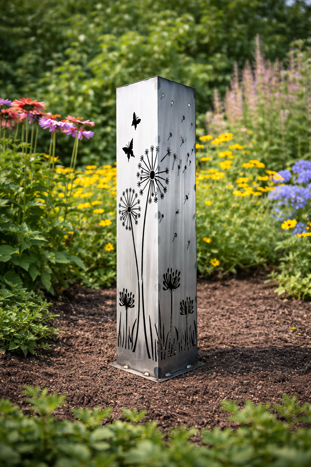 Blowing Dandelions Solar Steel Garden Luminary