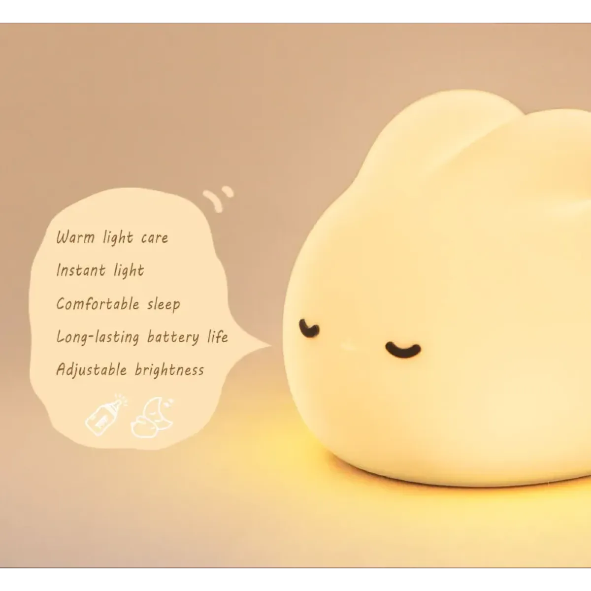 Soft Silicone Bunny LED Night Light for Kids