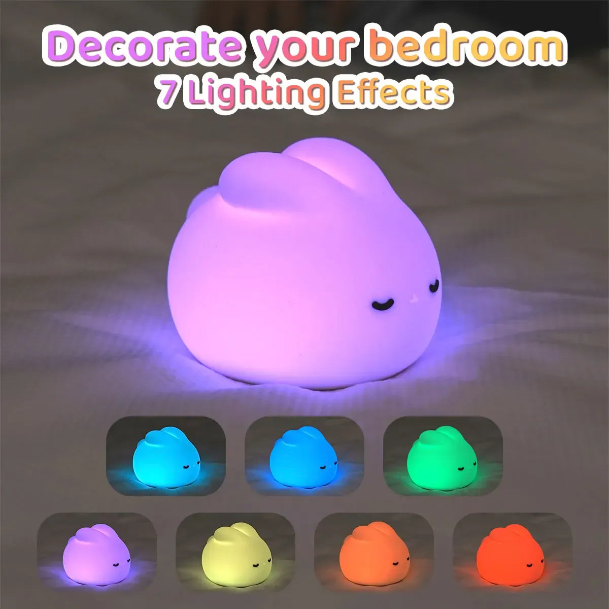 Soft Silicone Bunny LED Night Light for Kids