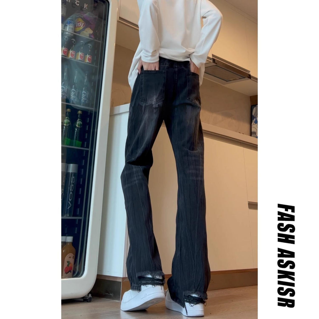 Men's Washed Straight-Leg Denim Jeans