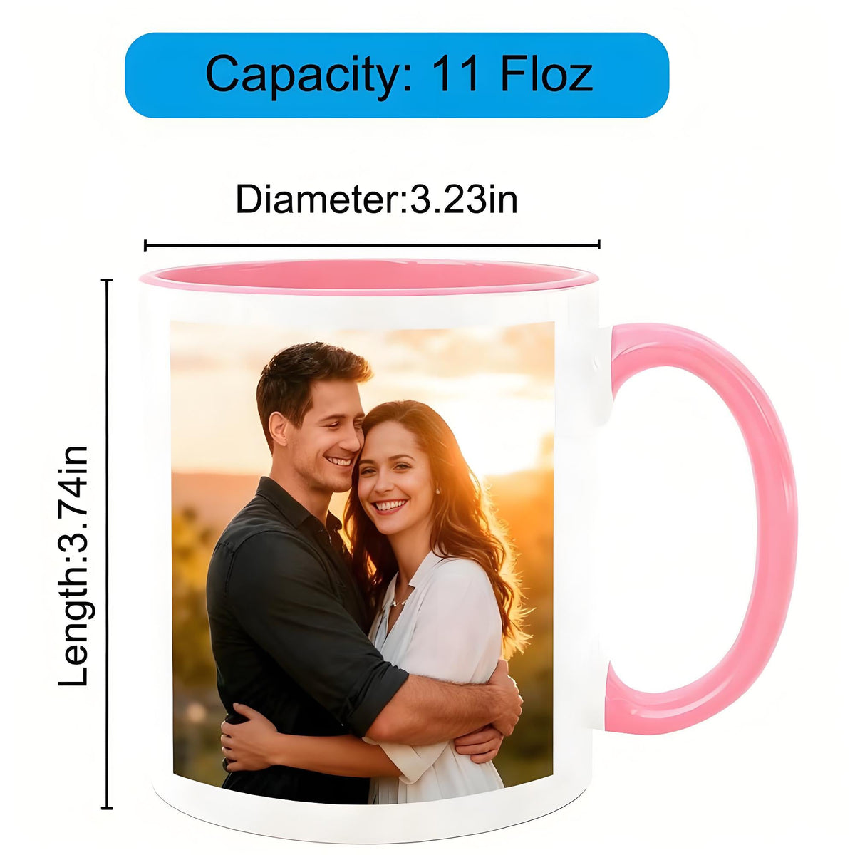 Custom Double-Sided Photo & Text Ceramic Mug – 11 oz