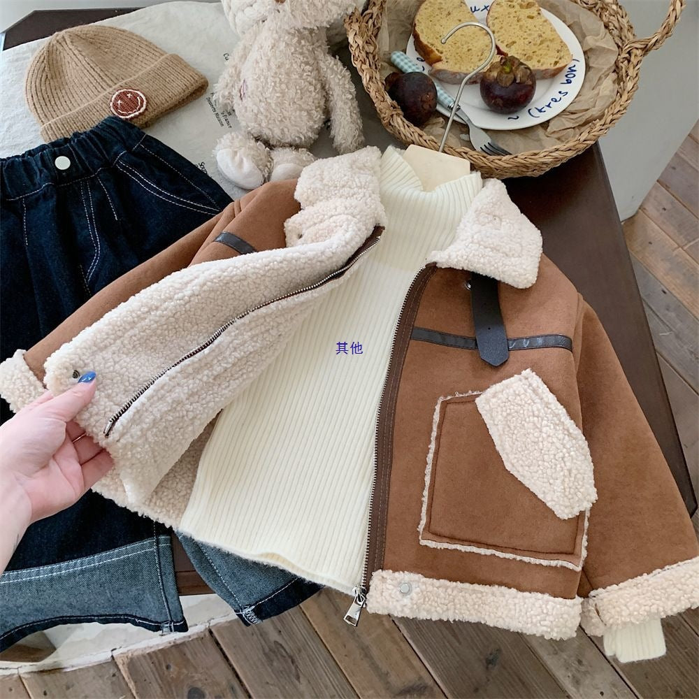 Girls’ Fleece-Lined Lambswool Coat