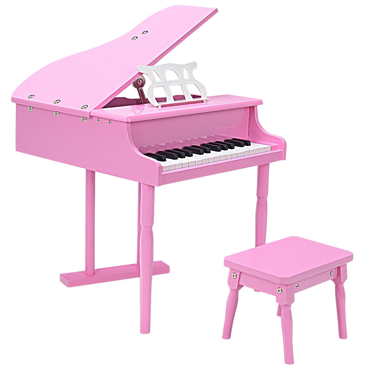 Kids’ 30-Key Mini Grand Piano with Bench — Pink