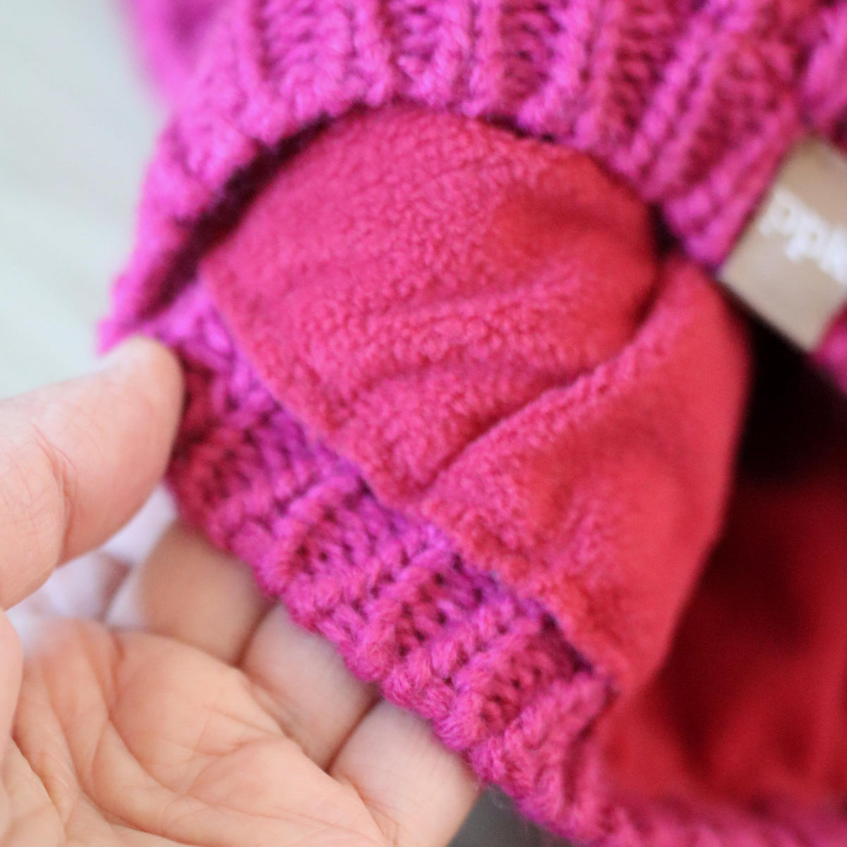 Girls’ Fleece-Lined Textured Knit Slouchy Beanie, Ages 5–12