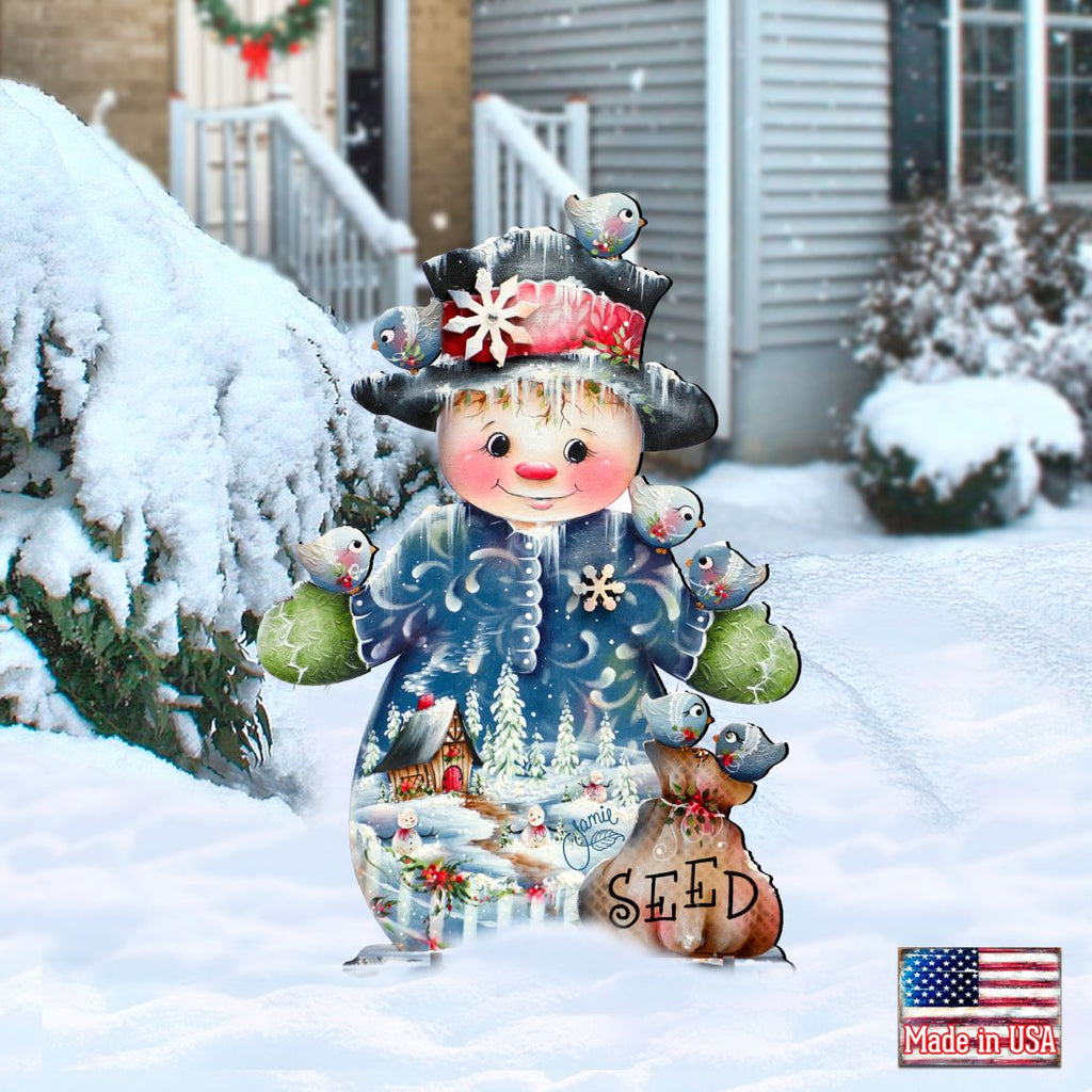 Blue Seed Freezing Christmas Outdoor Yard Sign by Jamie Mills-Price Christmas Santa Snowman Decor