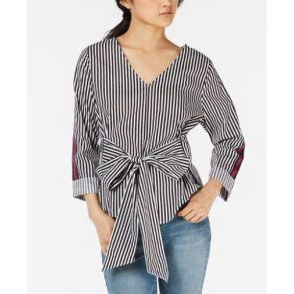 Almost Famous Juniors V-Neck Tie-Front Top