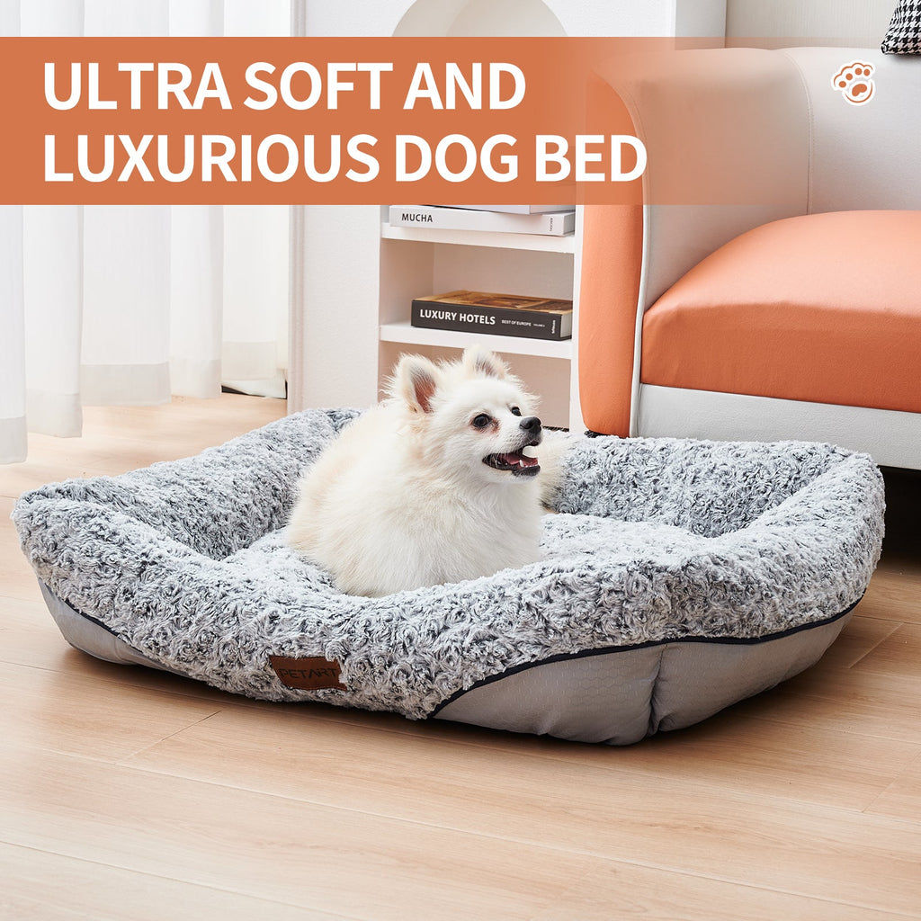 Swirl Rose Velvet Dog Beds For Small Medium Dogs Removable Cushion Calming Dog Sofa Beds Anti-Anxiety Machine