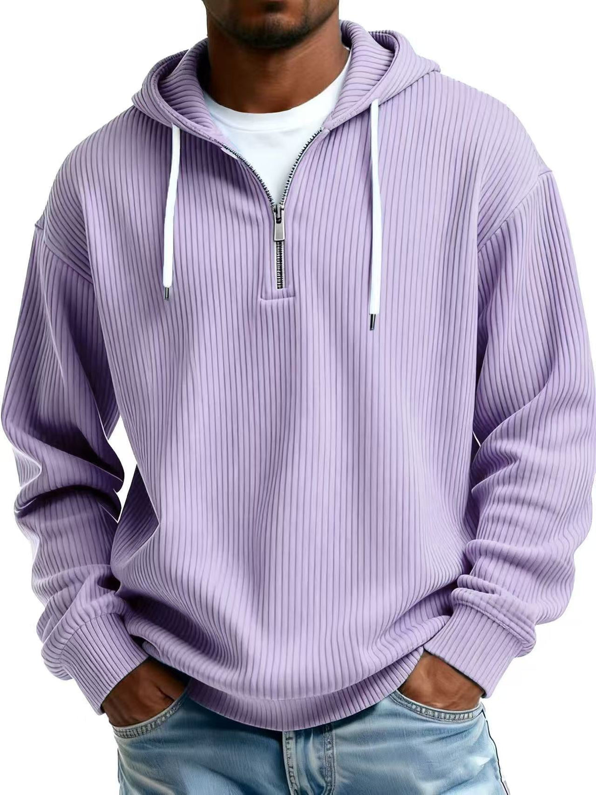 Men's Loose-Fit Hooded Sweatshirt Jacket