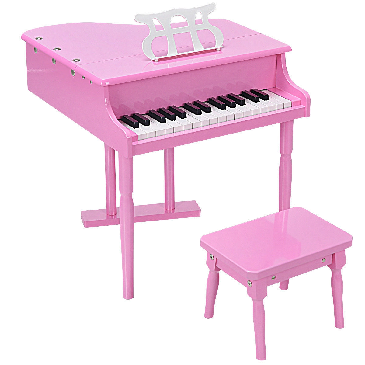 Kids’ 30-Key Mini Grand Piano with Bench — Pink