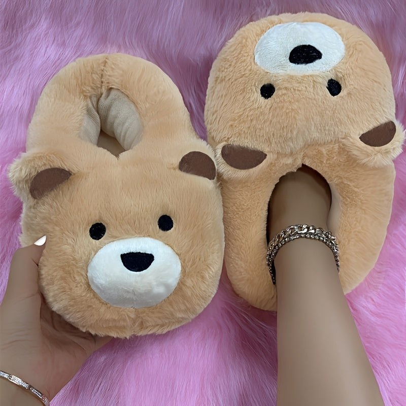 Polar Bear Plush Slippers — Blue & Purple Tie-Dye