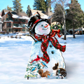 An Old-Fashioned Christmas Outdoor Yard Sign by D Gelsinger Featuring Santa and Snowman Decor