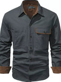 Men's Long-Sleeve Pocket Button-Down Shirt
