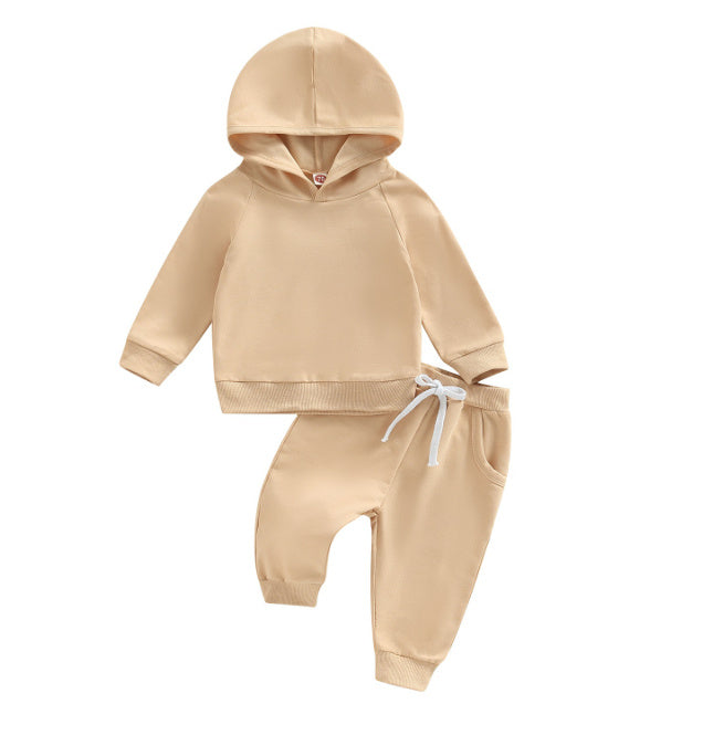 Boys’ Solid-Color Hooded Sweater & Pants Set