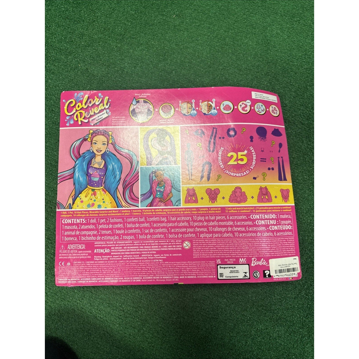 Barbie Color Reveal Glitter Hair Swaps Doll, 25 Surprises