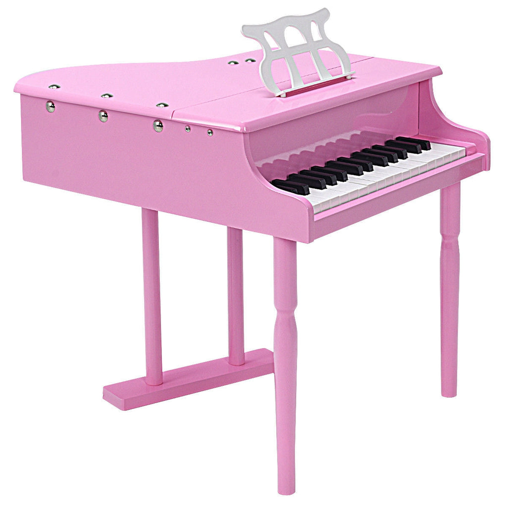 Kids’ 30-Key Mini Grand Piano with Bench — Pink