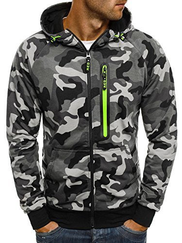 Men's Casual Zip-Up Hooded Sweatshirt Jacket