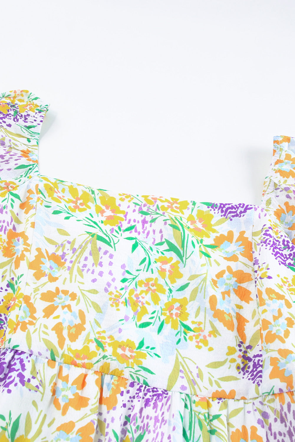 Women's Plus Size Floral Ruffle Bubble-Sleeve Dress