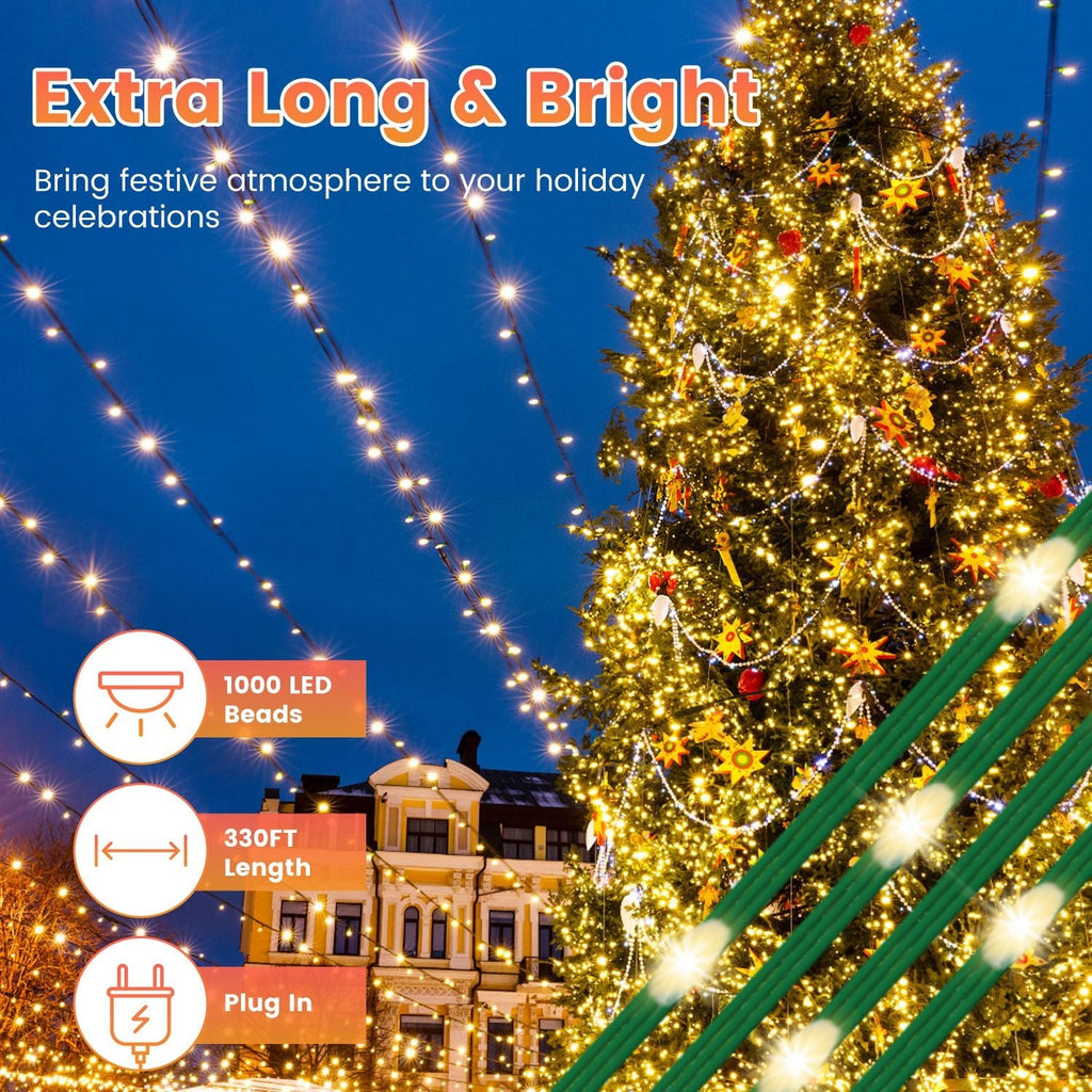 330-Foot Outdoor Christmas String Lights – 1000 LEDs