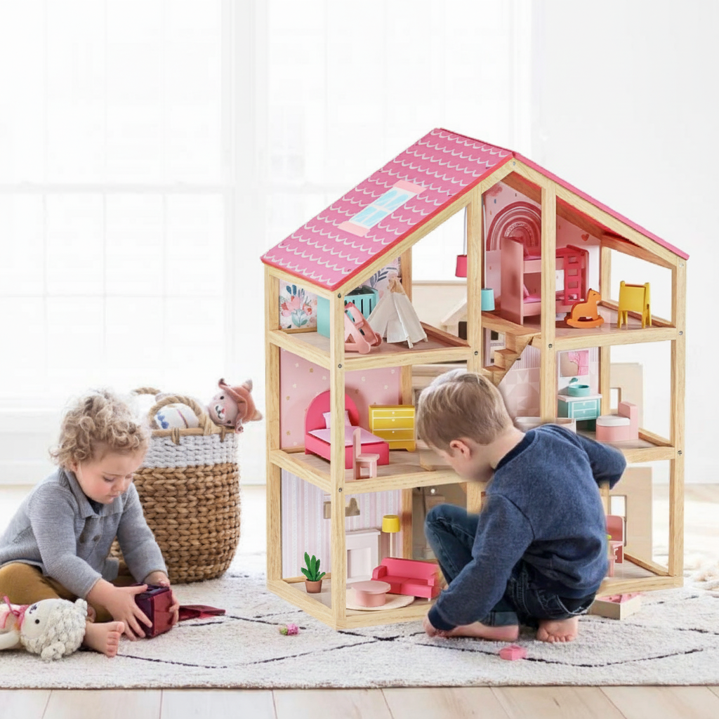 Tiny Land Sweetwood Wooden Dollhouse with Furniture – No Dolls