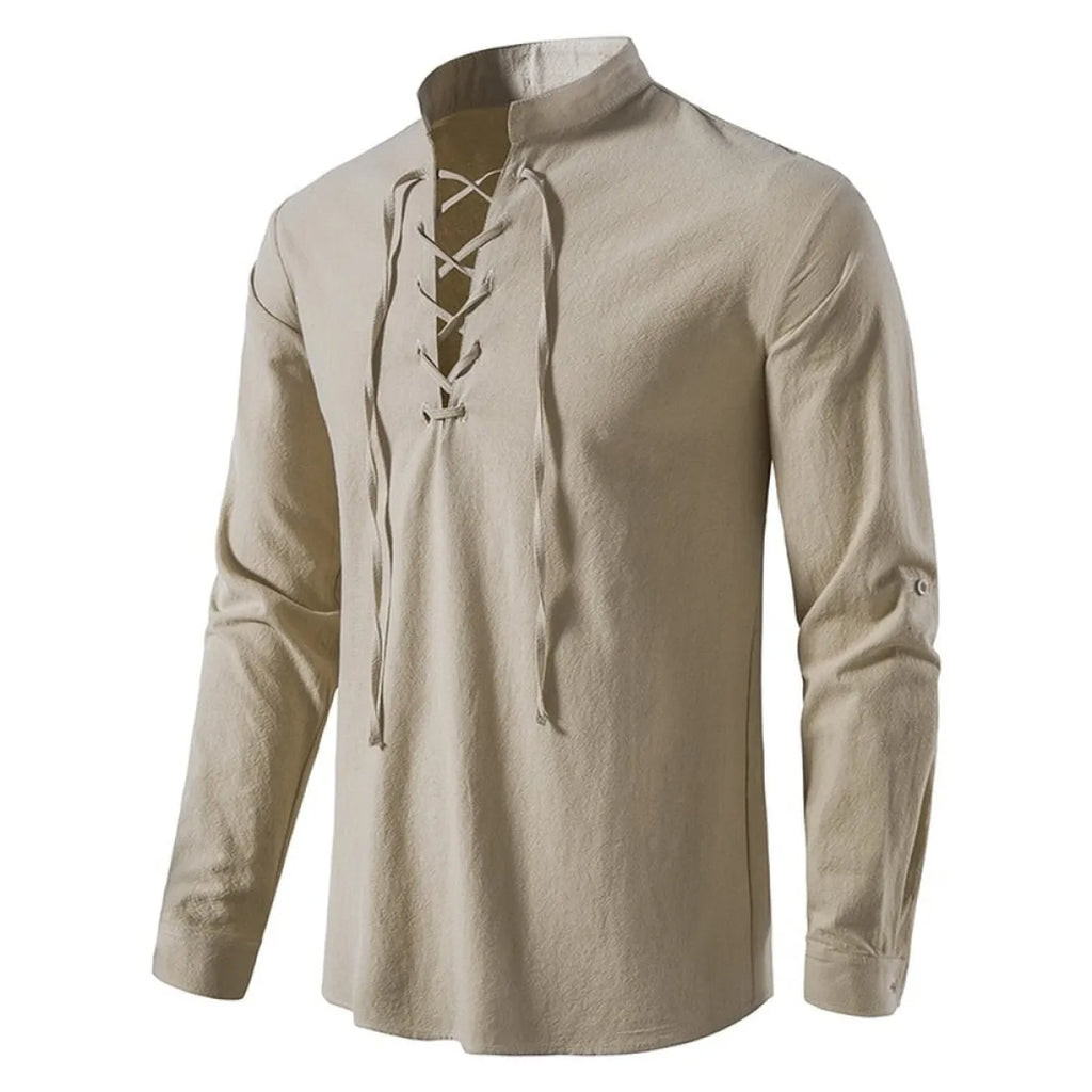 Men's Cotton-Linen Henley Shirt