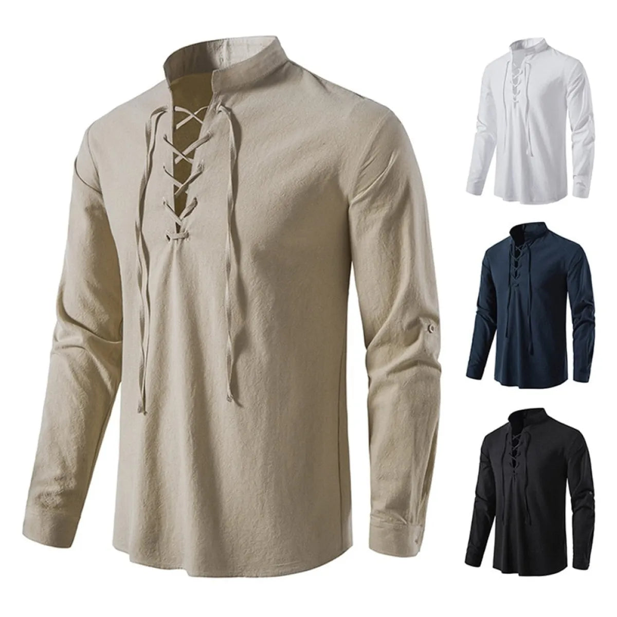 Men's Cotton-Linen Henley Shirt