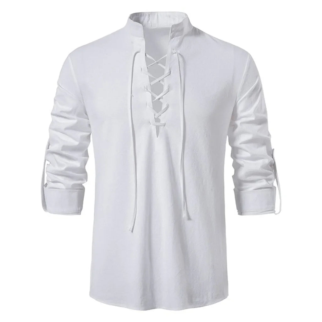 Men's Cotton-Linen Henley Shirt