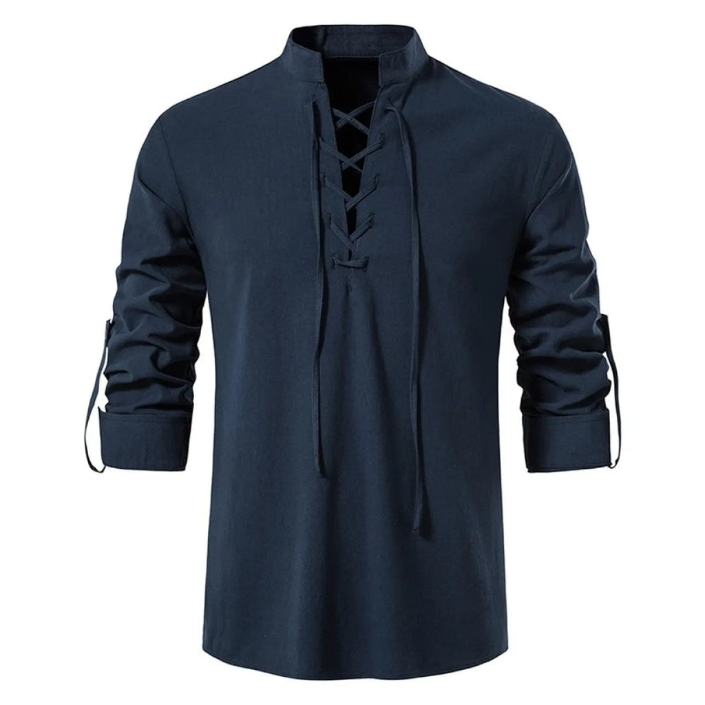 Men's Cotton-Linen Henley Shirt