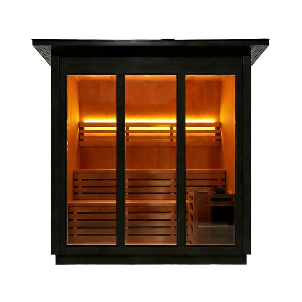 Custom 8-Person Luxury Canadian Hemlock Outdoor Steam Sauna With Double-Backed Bench, Heater And Stones [Made-To-Order] (SAK95107)