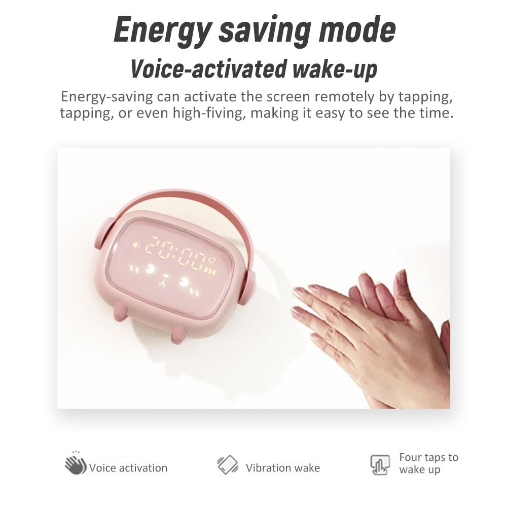 Pink Kids' Digital Alarm Clock with Wake-Up Light & Snooze