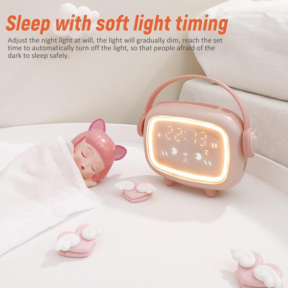 Pink Kids' Digital Alarm Clock with Wake-Up Light & Snooze