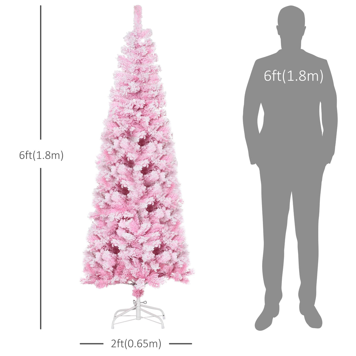 Pink Snow-Flocked 6 ft Pencil Christmas Tree