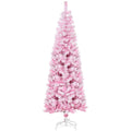 Pink Snow-Flocked 6 ft Pencil Christmas Tree